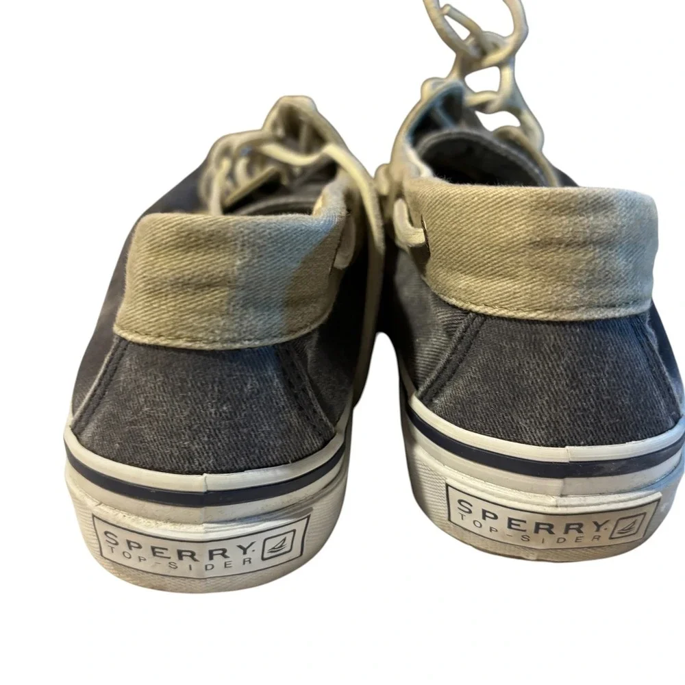 Sperry Top-Sider Bahama Boat Shoes Mens 10.5M Navy Olive Green‎ Canvas Sneaker